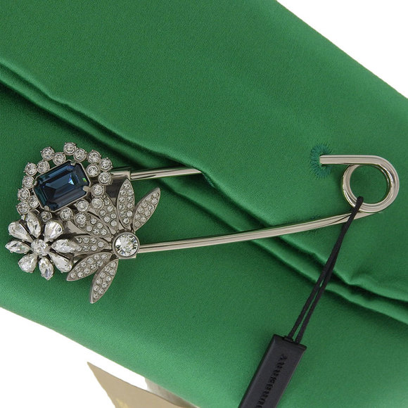 Burberry Pin Viscose Silk Clutch Bag Green - Picture 6 of 8